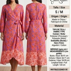 Jessica Simpson Pink and Purple Floral Wrap Midi Dress